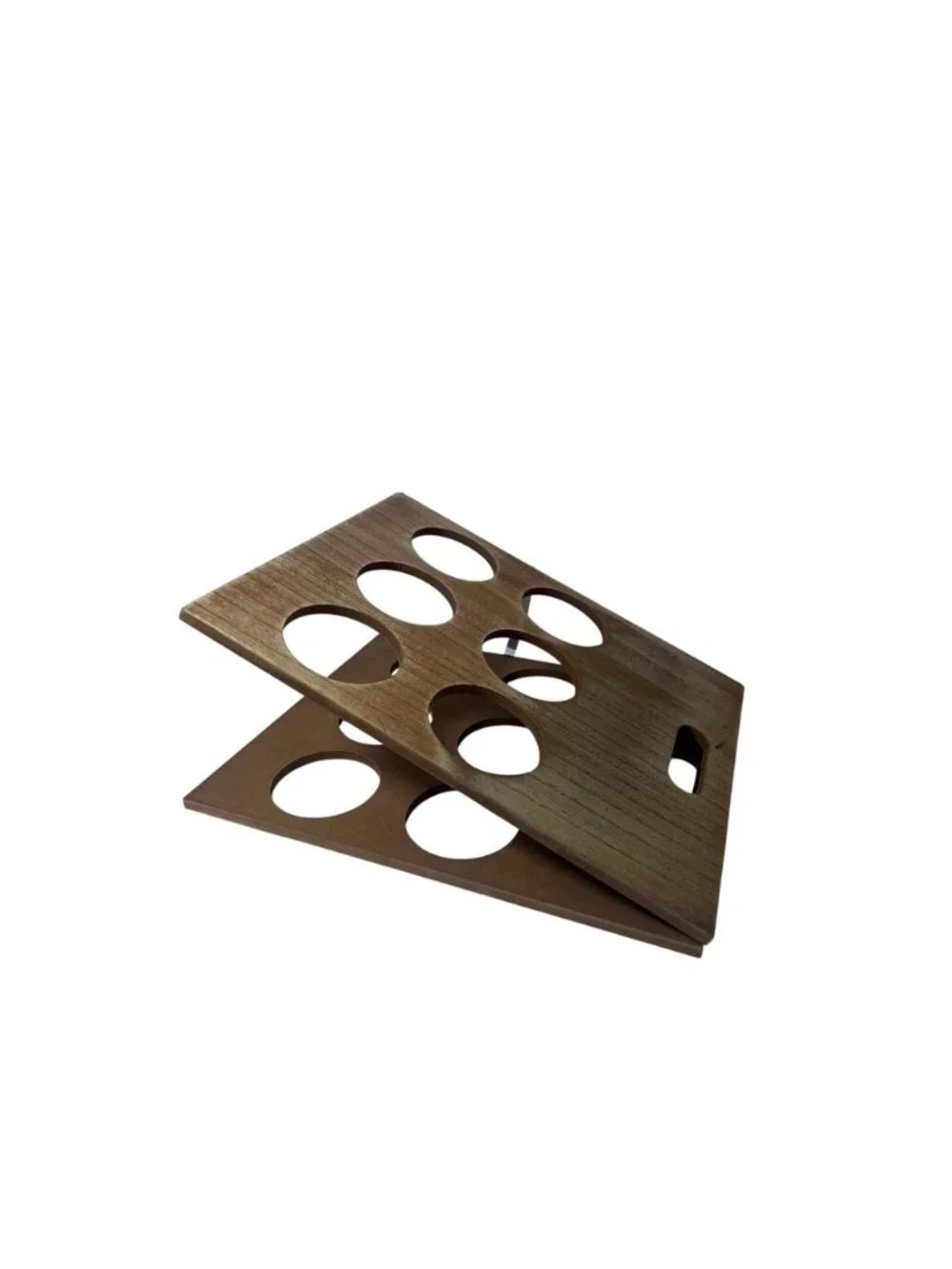 Rustic Wooden 6 Slot Beer Flight Taster Tray Folding Whitewash Brown Wood